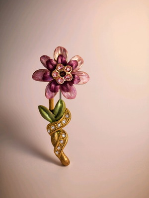 Flower brooch like new, purple and gold