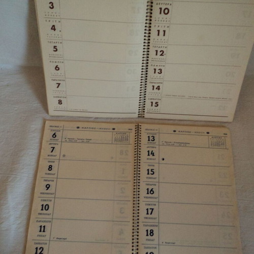 Saliveros Desk Calendars used, set of 6 from 1961-73