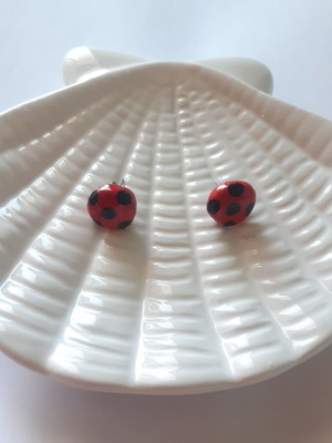 Handmade Ladybug earrings new, multicolored and silver