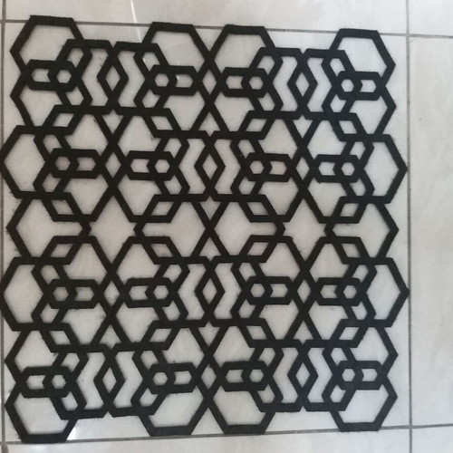 Surface protector placemats new, set of 6, black geometric pattern