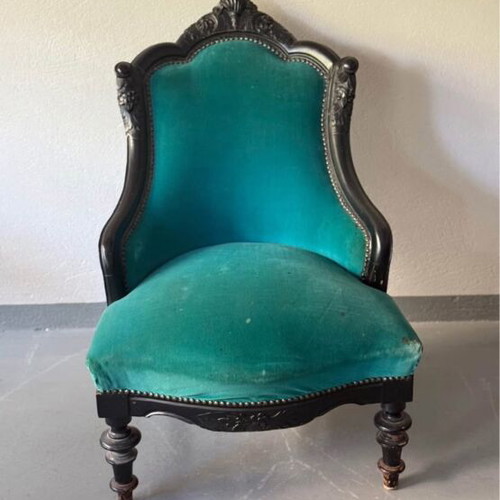 Vintage armchair with velvet upholstery