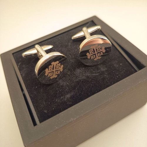 Metallic IC XC NI KA cufflinks new with laser engraving