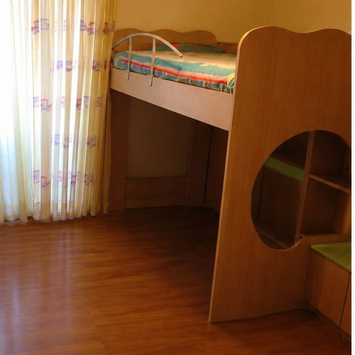 Line Art elevated children's bunk bed with storage steps