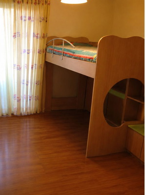 Line Art elevated children's bunk bed with storage steps