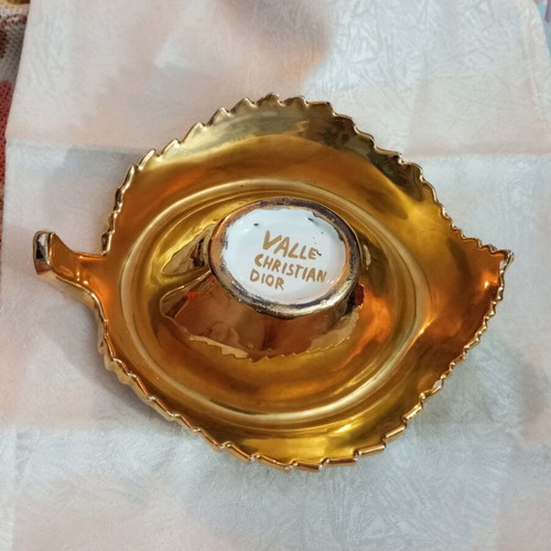 Christian Dior Galle gold-plated ceramic and porcelain ashtray 1960s