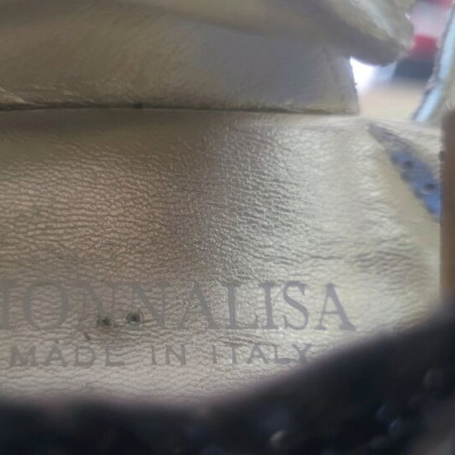 Monnalisa women's shoes new, brown gold glitter, size 39