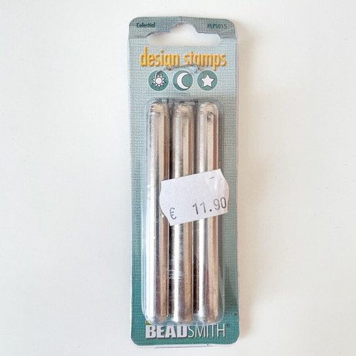 Beadsmith Celestial metal stamp set: sun, moon, star, 5 mm