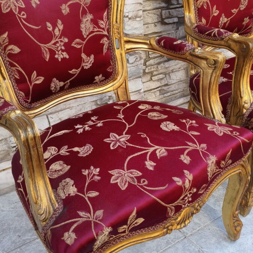 Baroque armchairs like new, set of 2 with brocade upholstery