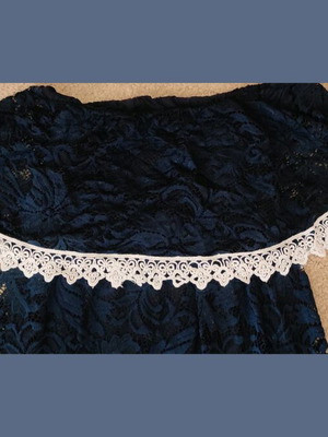 Maxi strapless navy blue dress with lace