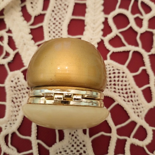 Vintage Alabaster Jewelry Trinket Box hand carved, used