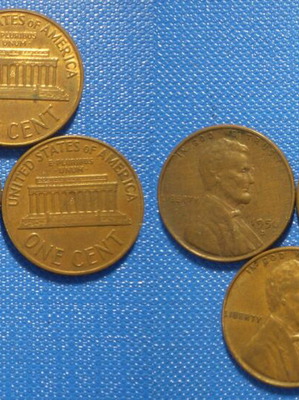 United States of America 1 Cent used, pack of 5 coins 1956D-1957D-1961-1961D-1963D