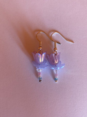 Handmade earrings in purple and turquoise shades inspired by Barbie's Swan Lake