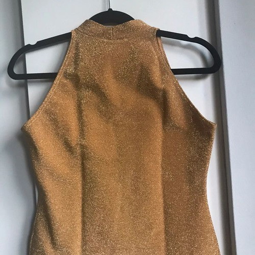 Women's cotton sleeveless top gold like new, halter style, size S