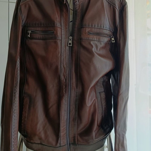 Men's jacket new, lamb leather, brown, size M