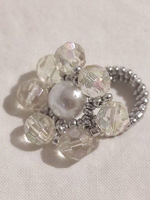 Beaded knitted ring handmade new