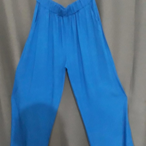 Γυναικεία παντελόνα μπλε καλοκαιρινή Plus Size XXL/XXXL καινούργια με λάστιχο στη μέση
