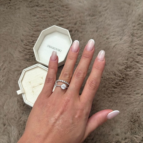 Swarovski duo set cocktail rings Stilla Pave new, white rhodium plating 16.1 mm