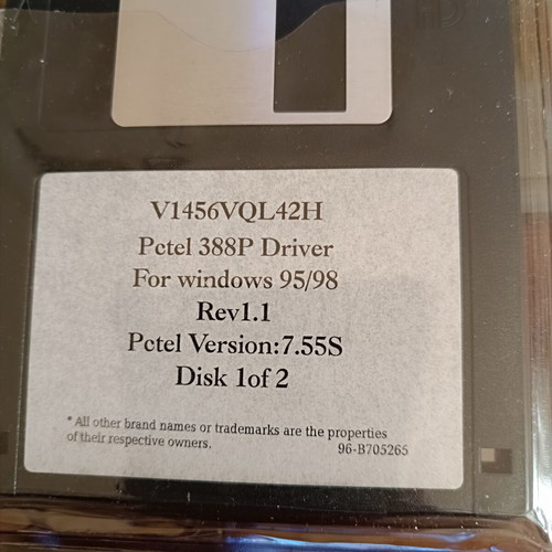 Vintage drivers used, 3 floppy disks in excellent condition