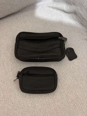 Leather bag and wallet set new, dark brown and black