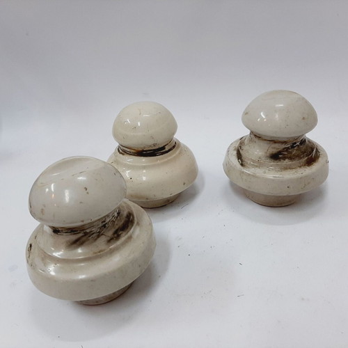Levira porcelain electric insulators, capsule shape, vintage, set of 3