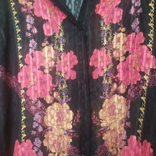 Vassia Kostara shirt used, size S, black floral