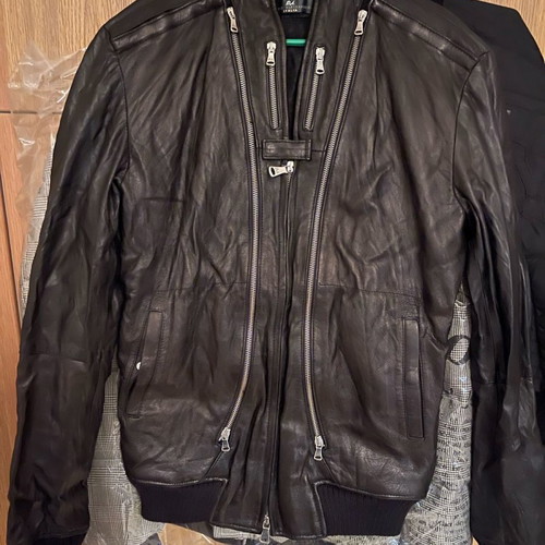 Daniele Alessandrini leather jacket used, black, size L