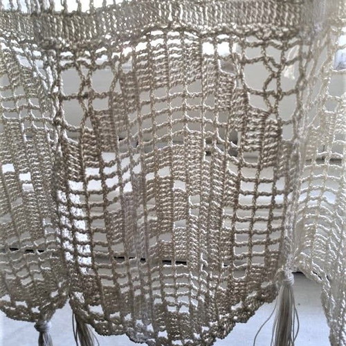 Handmade knitted curtains 3 panels in excellent condition