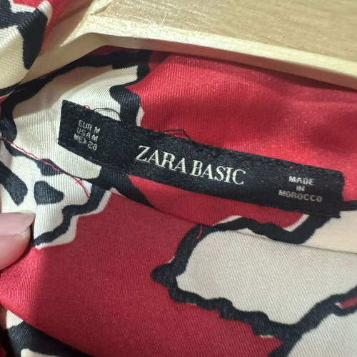 Zara red dress with belt and unique neck buttons, size M