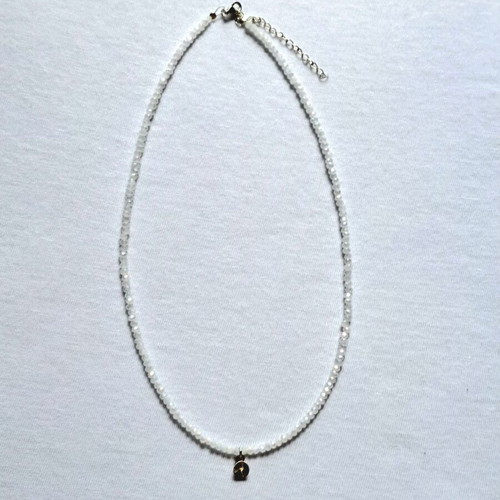 Choker with White Faceted Opalite Beads and 925 Silver Elements