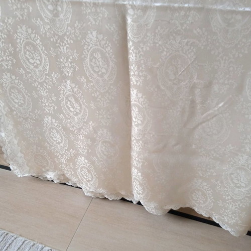 Tablecloth used, beige, cotton satin coated 170x240