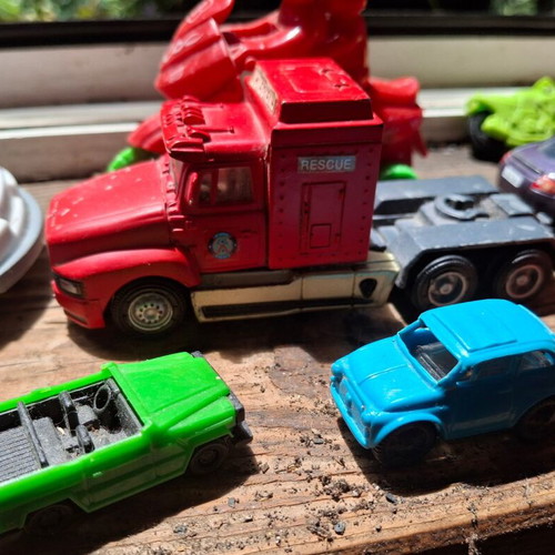Lot of retro children's toy cars and vehicles, 23 pieces