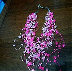  Messy κολιέ τύπου φωλιάς νεράιδας σε ροζ (Φο μπιζού, faux bijoux)