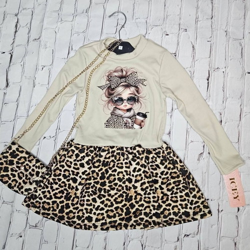 Mooi Meisje Panther dress, size 134/140, beige