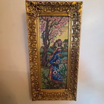 Embroidered Gobelin Textile Painting like new, 30 x 60 cm