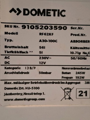 Dometic gas, electric and battery refrigerator like new