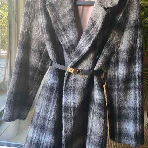 Sisley plaid coat grey like new, size S/M