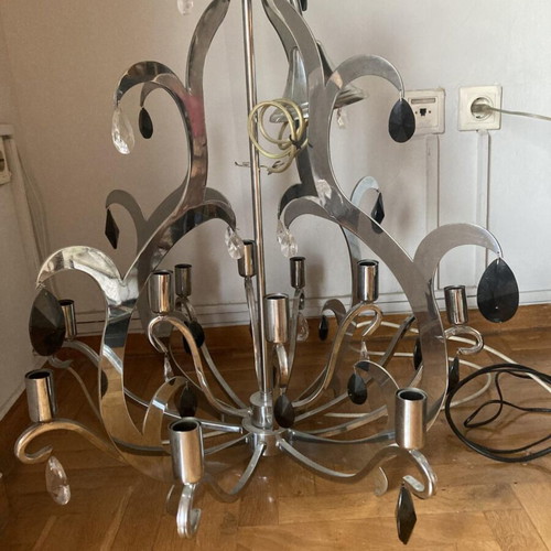 Modern metal ceiling chandelier 12 lights with crystals