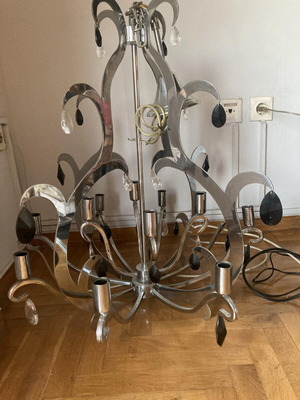 Modern metal ceiling chandelier 12 lights with crystals