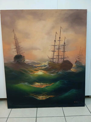 Oil painting used by Dimitris Meintanis, seascape theme