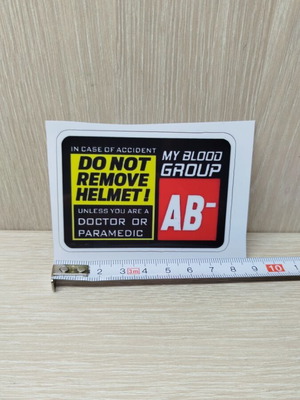 Blood Group Helmet Sticker new, vinyl