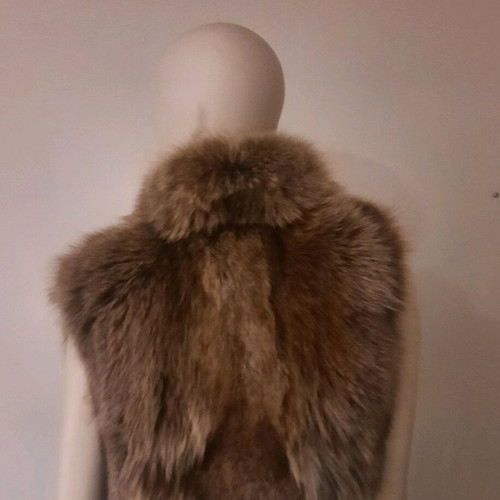 Vest of natural fur used, size M, beige and brown