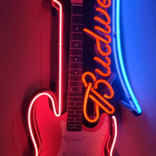 Neon sign Aria Budweiser King of Neon used, vintage guitar case design