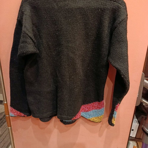 Handmade knitted sweater like new, black multicolor size M
