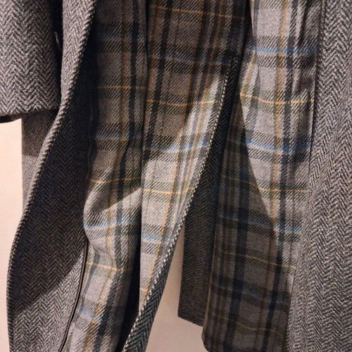 Wool men's coat Crombie used, size 58R6, herringbone pattern