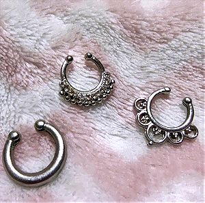Τρία σεπτουμ μύτης ψευτικα σκουλαρίκια για μύτη fake nose ring [ ΚΟΣΜΗΜΑ ]