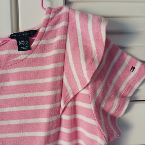 Tommy Hilfiger cotton dress for girl 12-14 years like new, white and pink