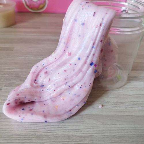 Slime with glitter 170 ml, strawberry scent, pink