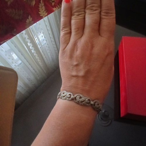 Heavy 925 Silver Bracelet with Marcasite, 35 Grams, 19 cm, Like New