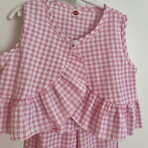Pink checked set for girls 3-4 years like new