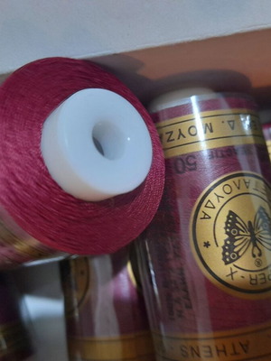 Super-X sewing thread spool new, dark burgundy, pack of 6